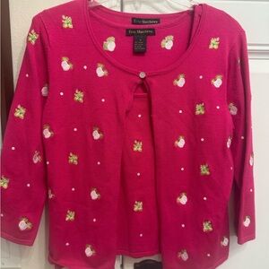 Erin Matthews Pineapples And Hibiscus Sweater Set Size M Cardigan & Tank Top